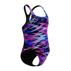 Speedo Girls HyperBoom Print Medalist Swimsuit - Anthracite | Allens Of Kingsbury