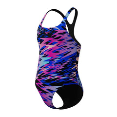 Speedo Girls HyperBoom Print Medalist Swimsuit - Anthracite | Allens Of Kingsbury