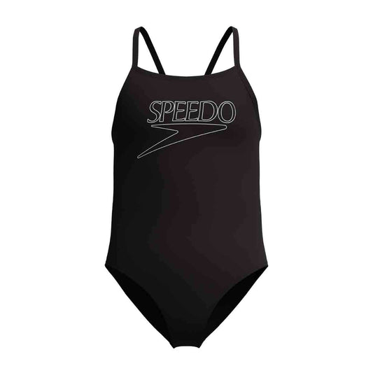 Speedo Girls Endurance+ Logo Thinstrap Swimsuit - Anthracite | Allens Of Kingsbury 1200