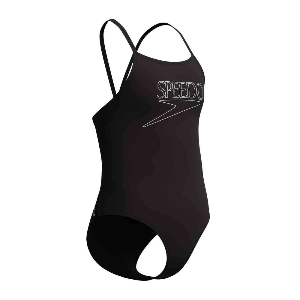 Speedo Girls Endurance+ Logo Thinstrap Swimsuit - Anthracite | Allens Of Kingsbury
