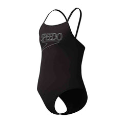 Speedo Girls Endurance+ Logo Thinstrap Swimsuit - Anthracite | Allens Of Kingsbury