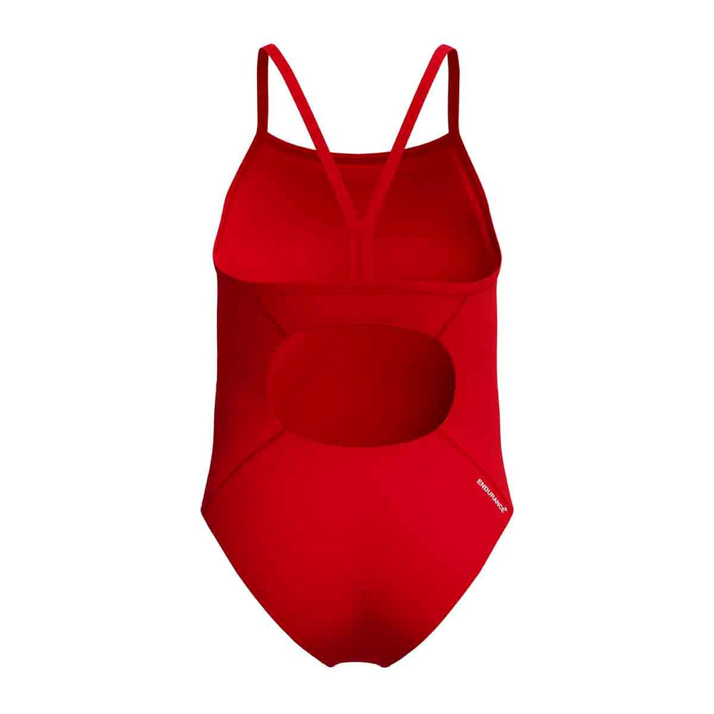 Speedo Girls Endurance+ Logo Thinstrap Swimsuit - High Risk Red | Allens Of Kingsbury