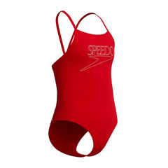 Speedo Girls Endurance+ Logo Thinstrap Swimsuit - High Risk Red | Allens Of Kingsbury