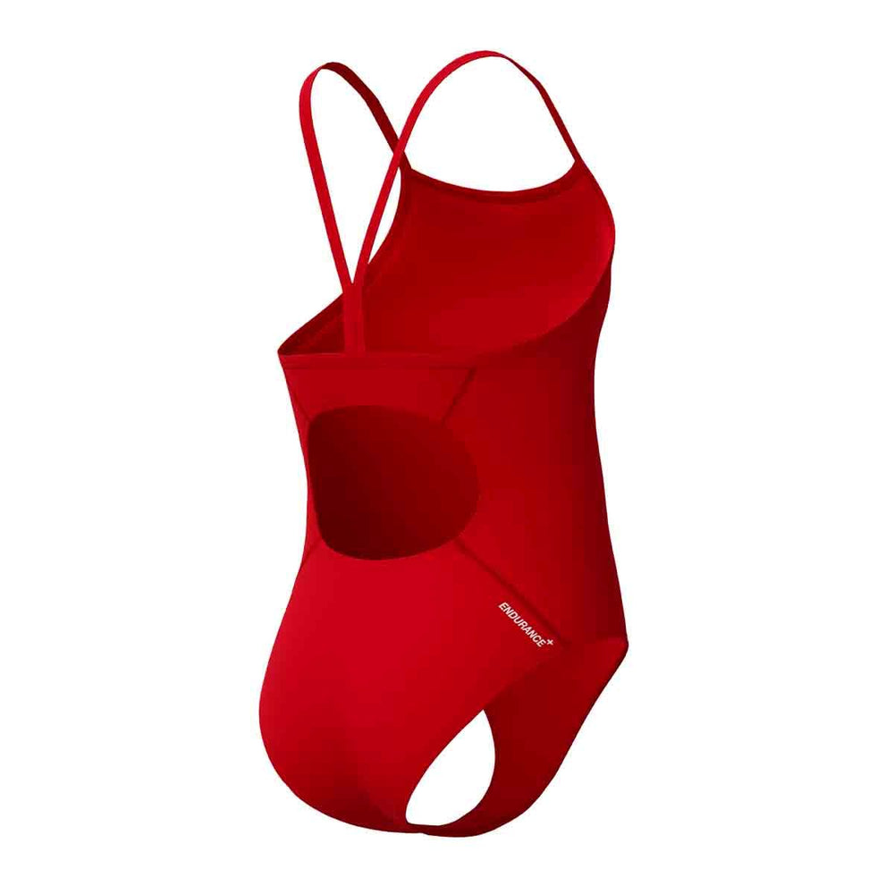 Speedo Girls Endurance+ Logo Thinstrap Swimsuit - High Risk Red | Allens Of Kingsbury