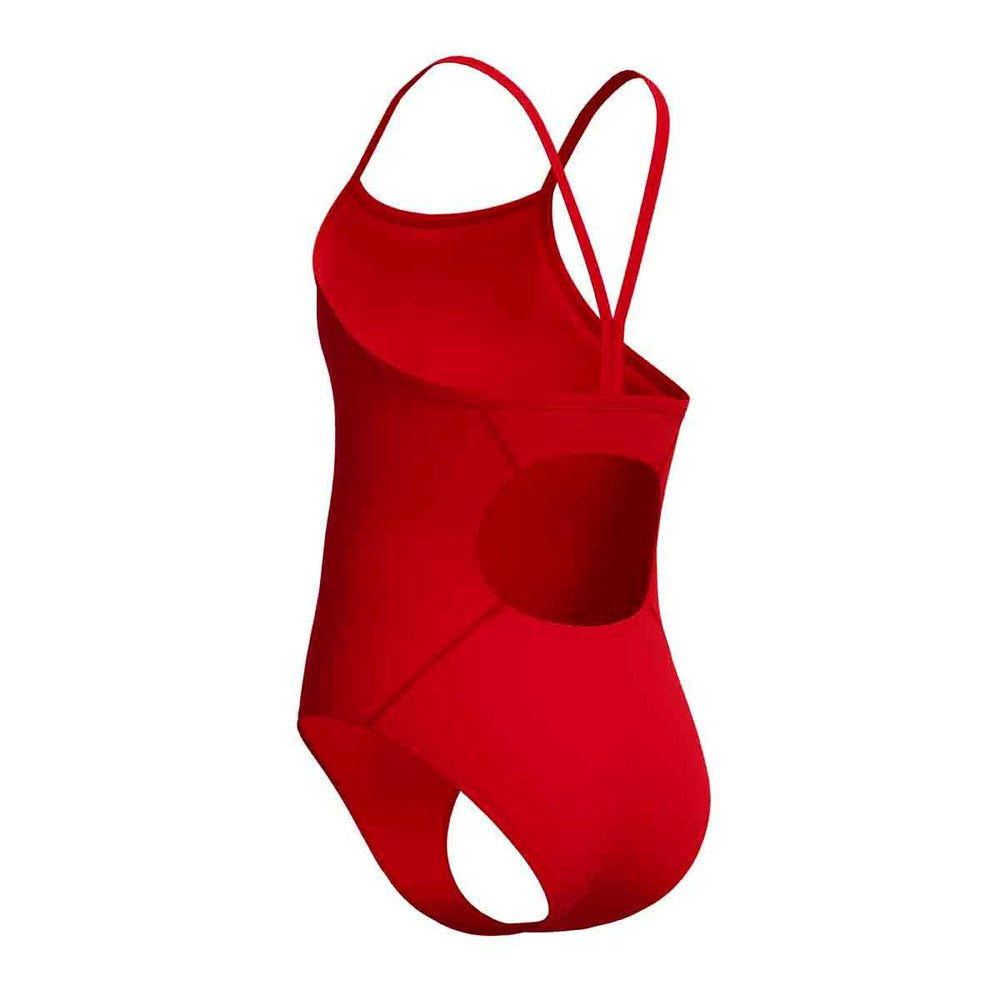 Speedo Girls Endurance+ Logo Thinstrap Swimsuit - High Risk Red | Allens Of Kingsbury