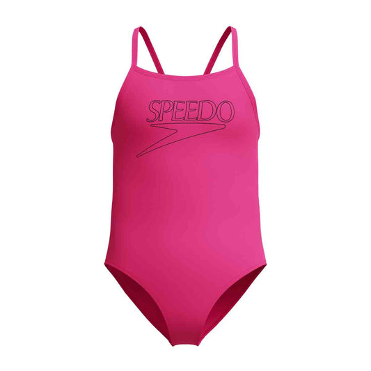 Speedo Girls Endurance+ Logo Thinstrap Swimsuit - Margarita Pink | Allens Of Kingsbury 1200