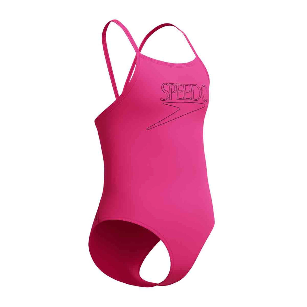 Speedo Girls Endurance+ Logo Thinstrap Swimsuit - Margarita Pink | Allens Of Kingsbury