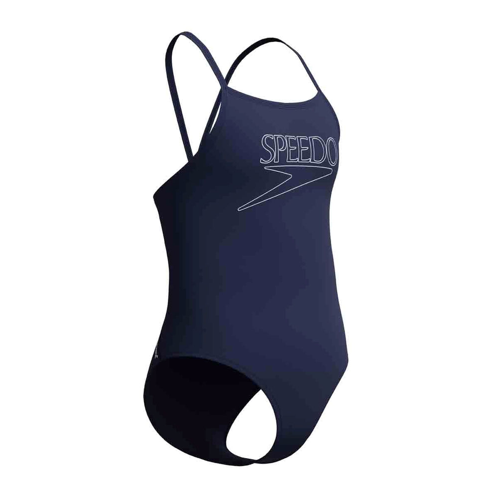 Speedo Girls Endurance+ Logo Thinstrap Swimsuit - Peacoat | Allens Of Kingsbury
