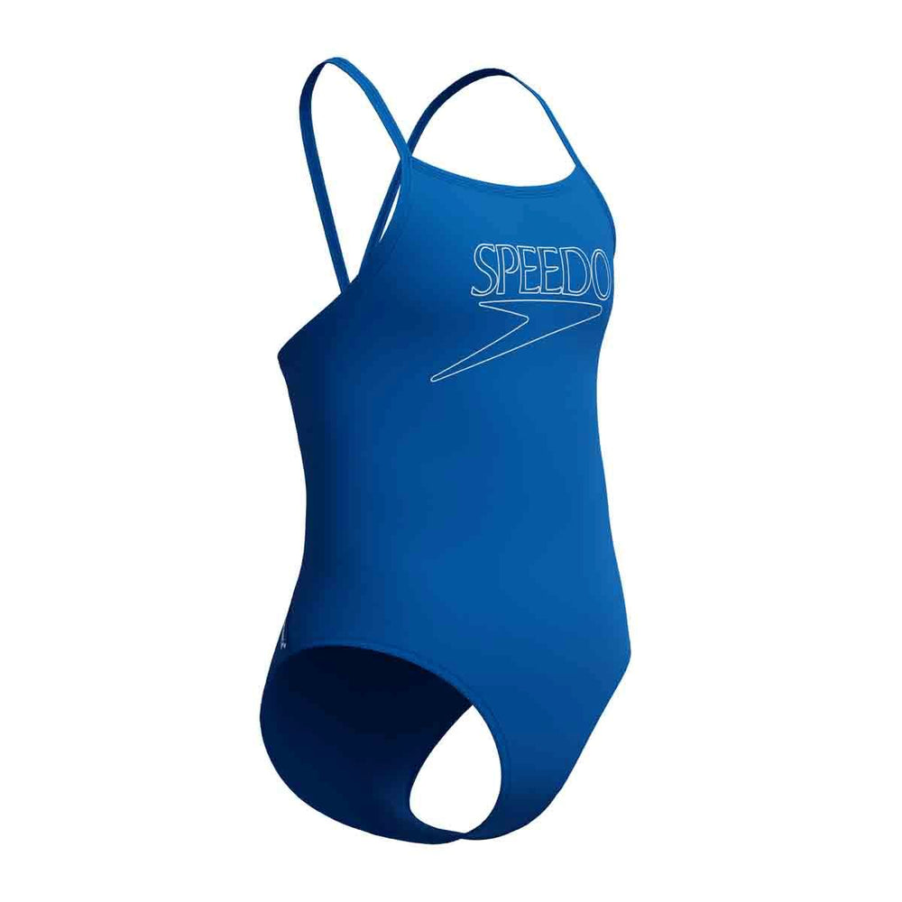 Speedo Girls Endurance+ Logo Thinstrap Swimsuit - Turkish Sea | Allens Of Kingsbury