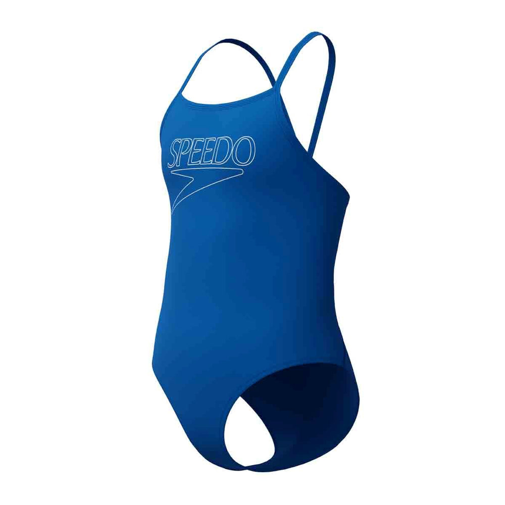 Speedo Girls Endurance+ Logo Thinstrap Swimsuit - Turkish Sea | Allens Of Kingsbury