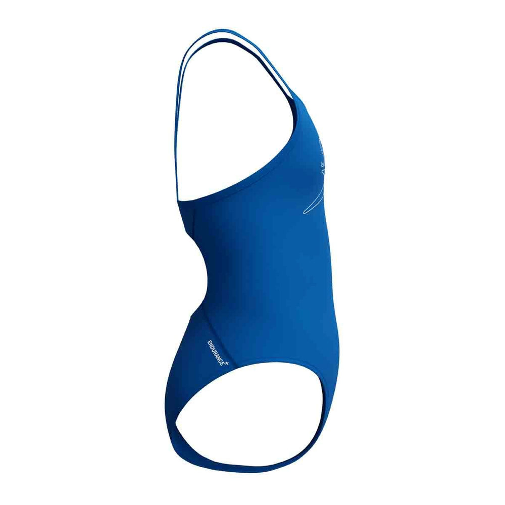 Speedo Girls Endurance+ Logo Thinstrap Swimsuit - Turkish Sea | Allens Of Kingsbury