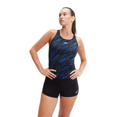 Speedo Womens HyperBoom Tankini - Black/True Cobalt/Curious Blue - Allens Swimwear