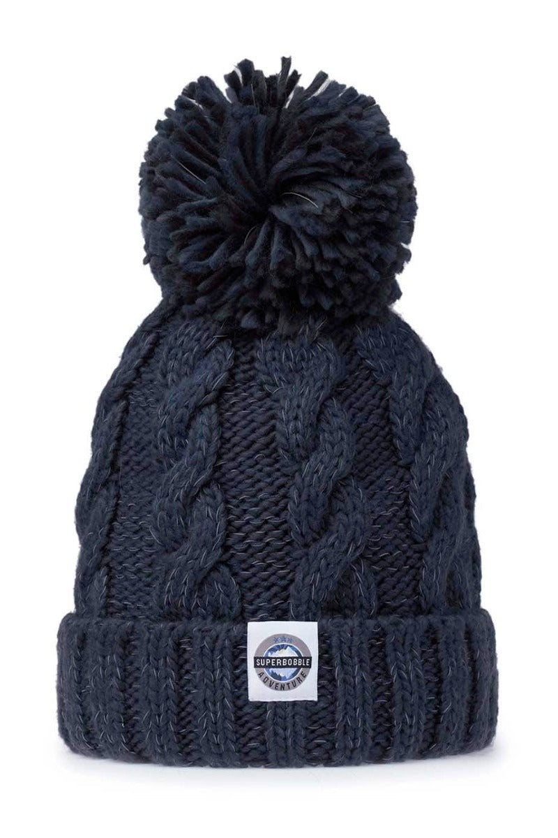 Swimzi Deep Navy Cable Super Bobble Hat - Blue | Allens Of Kingsbury