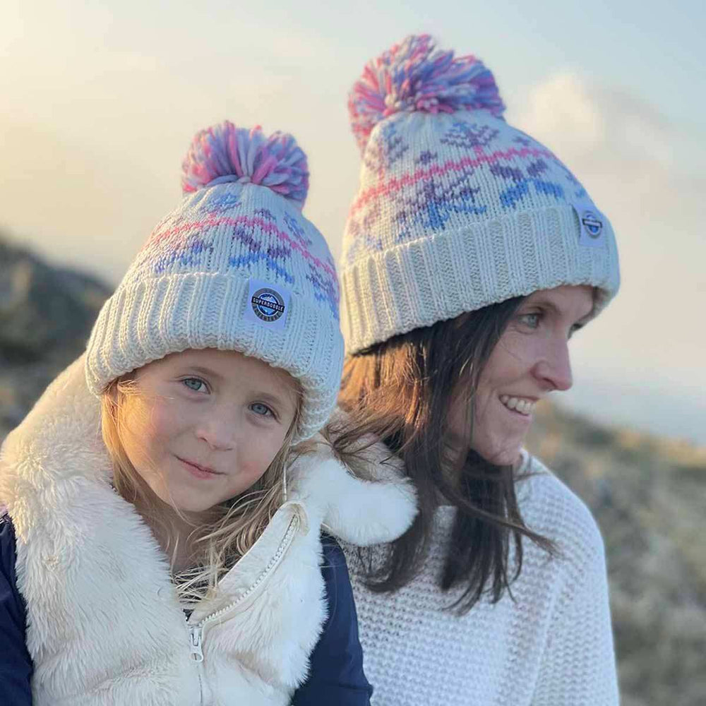Swimzi Kids Pastel Ice Crystal Nordic Knit Super Bobble Hat - Multi | Allens Of Kingsbury