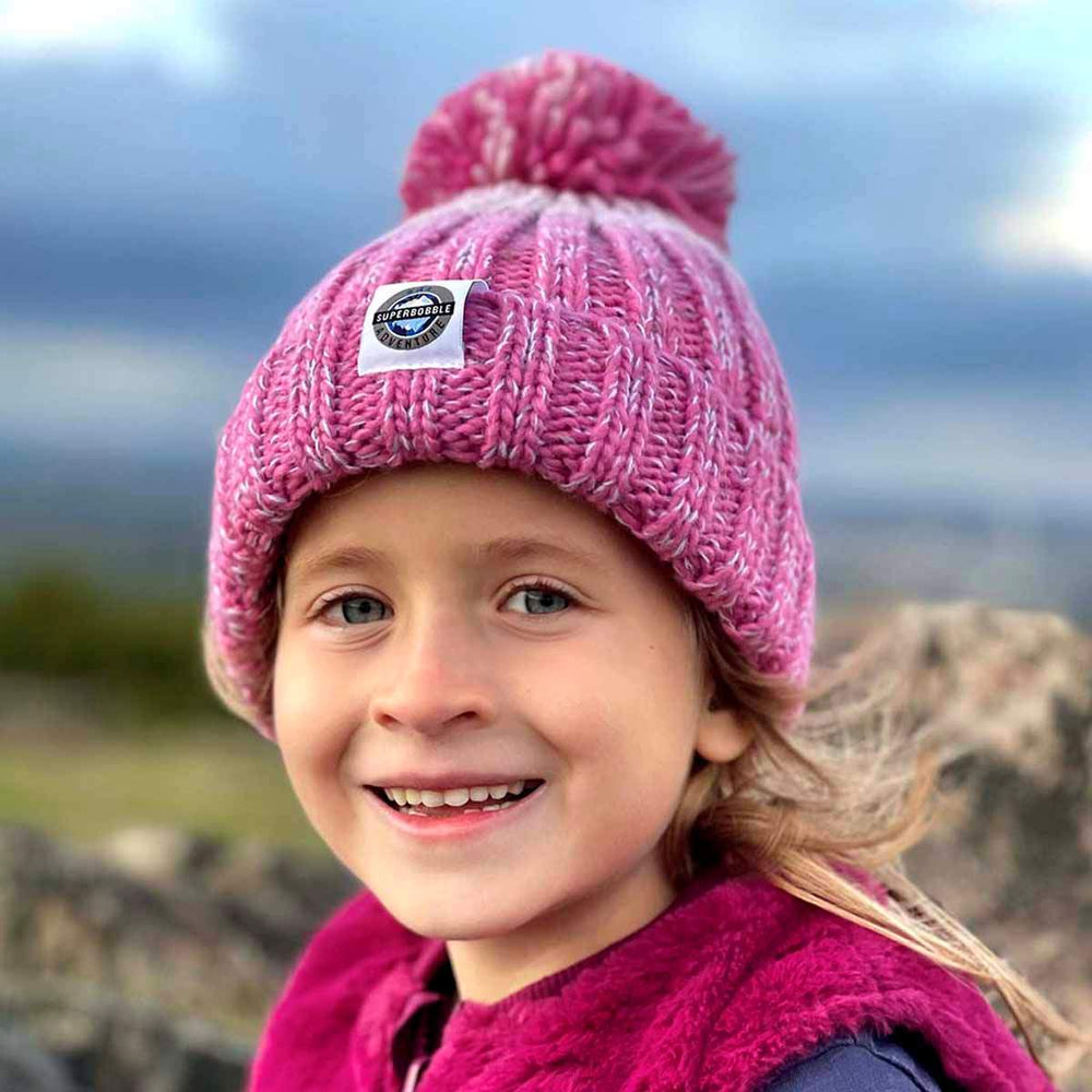 Swimzi Kids Rose Pink Gradient Rib Knit Super Bobble Hat - Multi | Allens Of Kingsbury