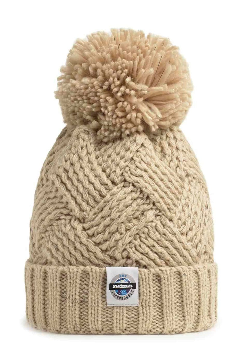 Swimzi Oatmeal Patchwork Reflective Super Bobble Hat - Brown | Allens Of Kingsbury