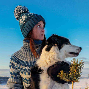 Swimzi Teal Flora Nordic Knit Super Bobble Hat - Multi | Allens Of Kingsbury
