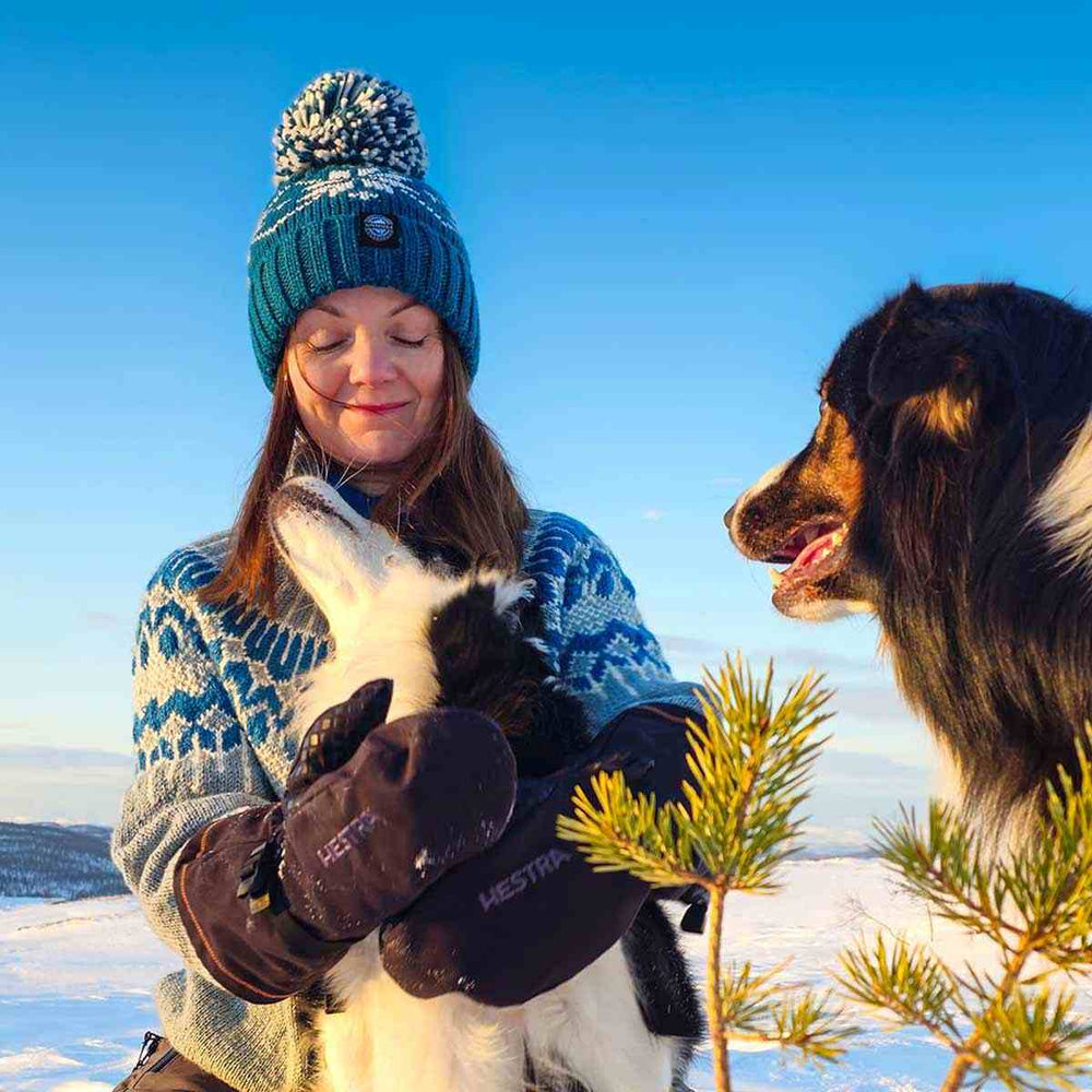 Swimzi Teal Flora Nordic Knit Super Bobble Hat - Multi | Allens Of Kingsbury