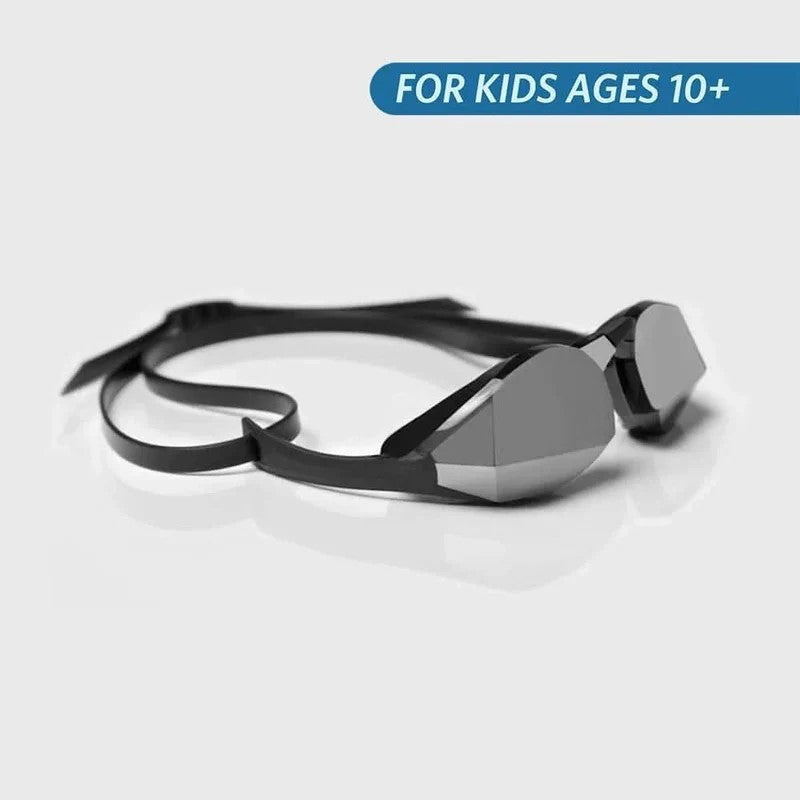 TheMagic5 Black Magic Mirror Silver youth goggles with black frame and silver mirror lenses, designed for sports or outdoor activities.