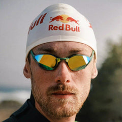 TheMagic5 Limited Edition Green Gold custom goggles with green and gold mirror lenses, designed for sports and outdoor activities.