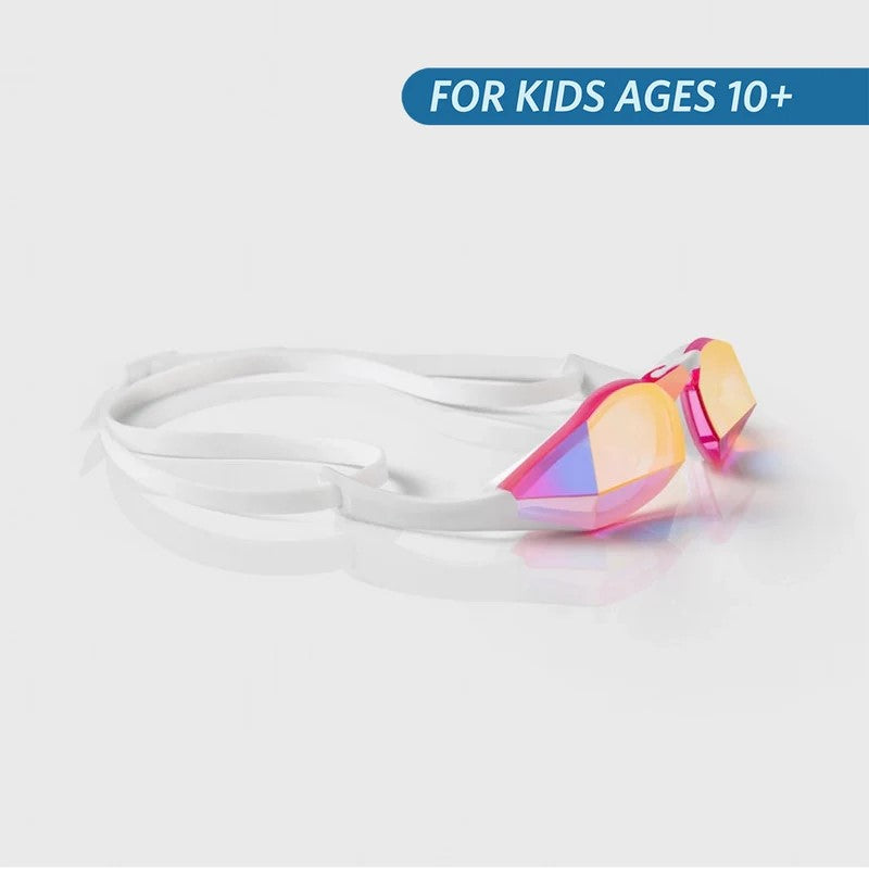 TheMagic5 Pink Magic Mirror Gold youth goggles with pink and gold mirrored lenses, designed for stylish protection.