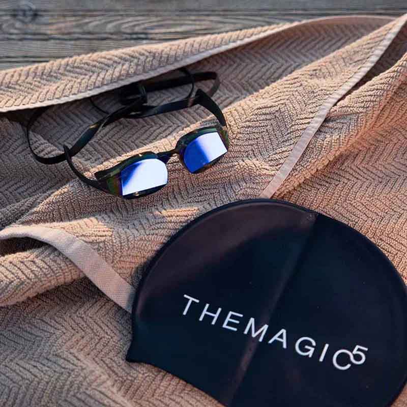 TheMagic5 Purple Magic Mirror Blue custom goggles with purple frame and reflective purple mirror lenses, designed for style and performance.