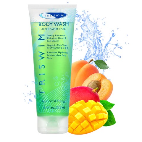 Triswim Green Bodywash 250ml for self-care and recovery, featuring eco-friendly formula in a green bottle.