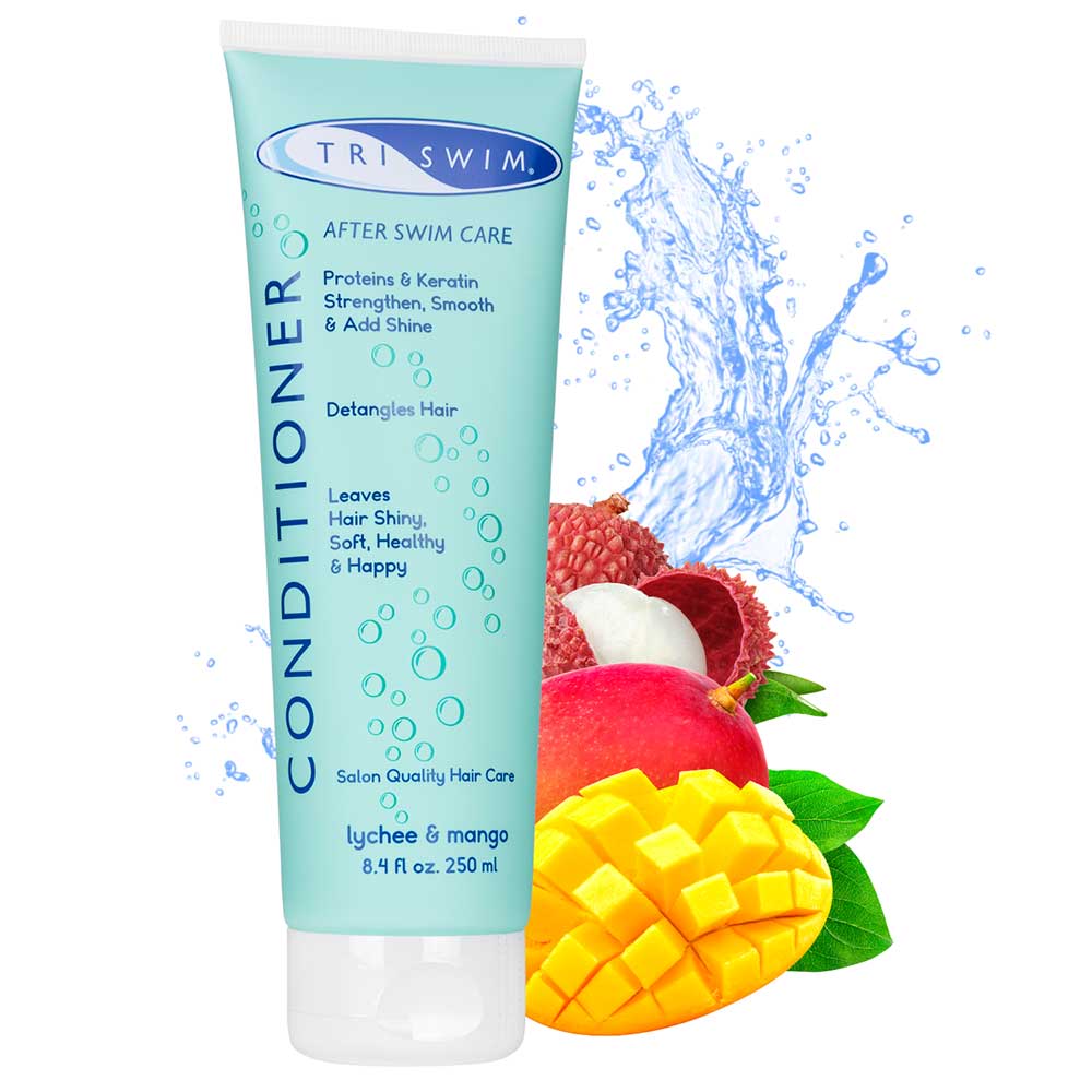 Triswim Conditioner 251ml bottle, a marine-based hair conditioner with a sleek blue and white design.
