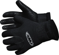 Black TWF 3mm swim gloves, lightweight and flexible for water sports, shown in close-up with textured palm and wrist closure.