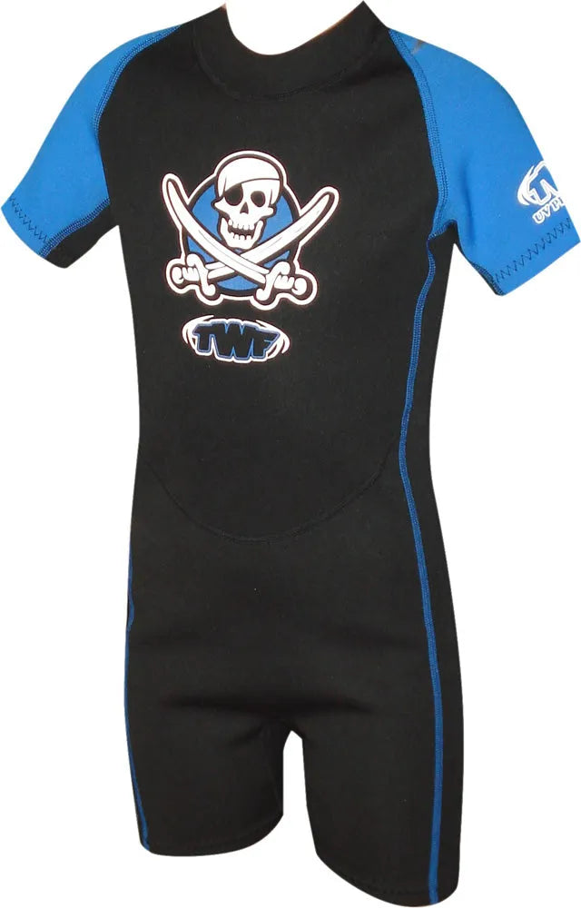 Pirate 2mm Summer Shortie Wetsuit Black Blue