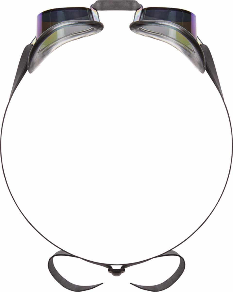 TYR Socket Rocket 2.0 Mirror Goggles with metallic fire finish, designed for swimming, featuring reflective mirrored lenses.