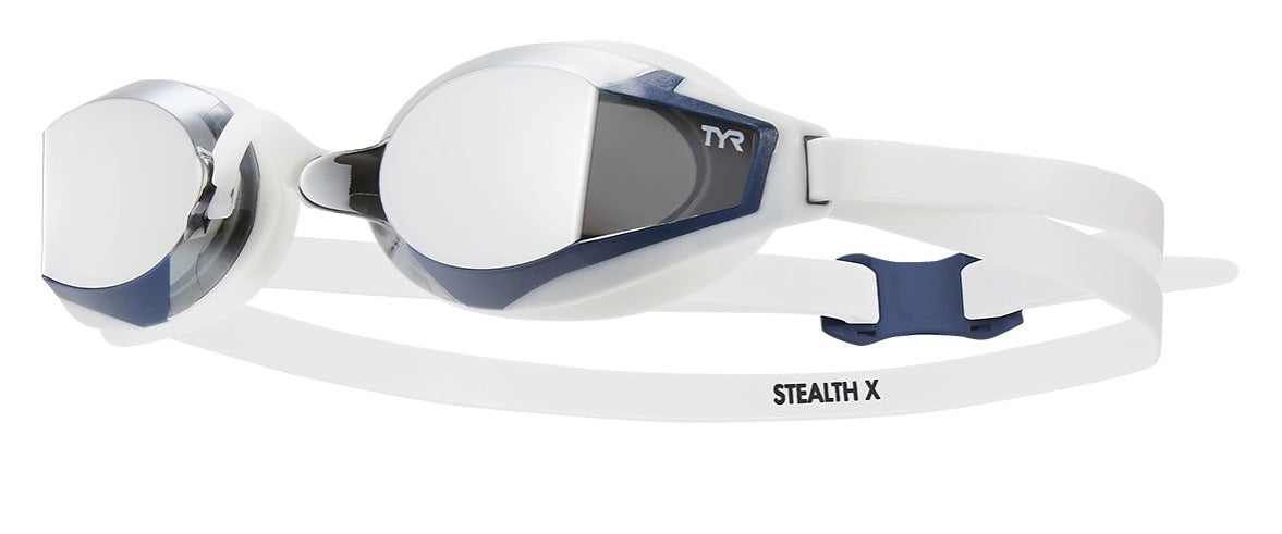 TYR Stealth X Mirror Racing Goggles - White | Allens Of Kingsbury