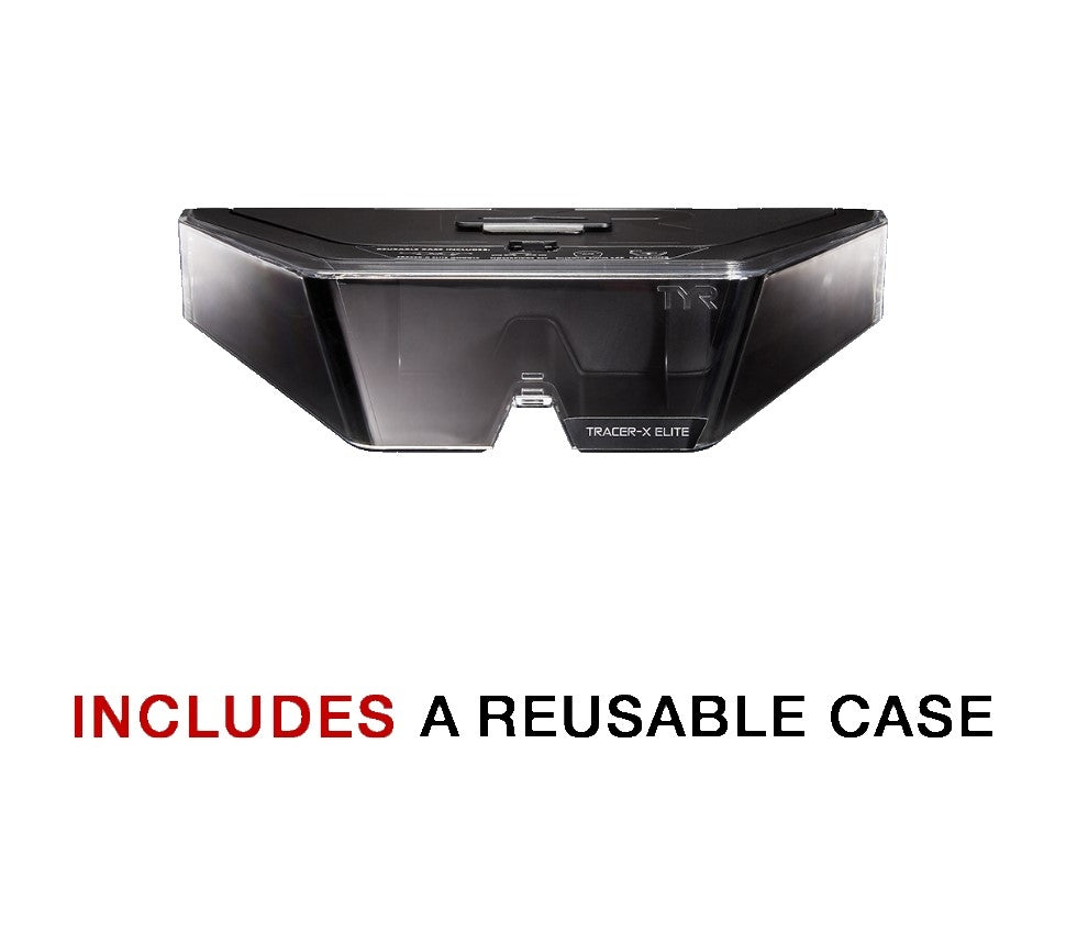 TYR Tracer-X Elite Racing goggles with mirrored lenses in black, designed for competitive swimming.