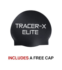 TYR Tracer-X Elite Racing mirrored black goggles with adjustable strap and sleek design for competitive swimming.