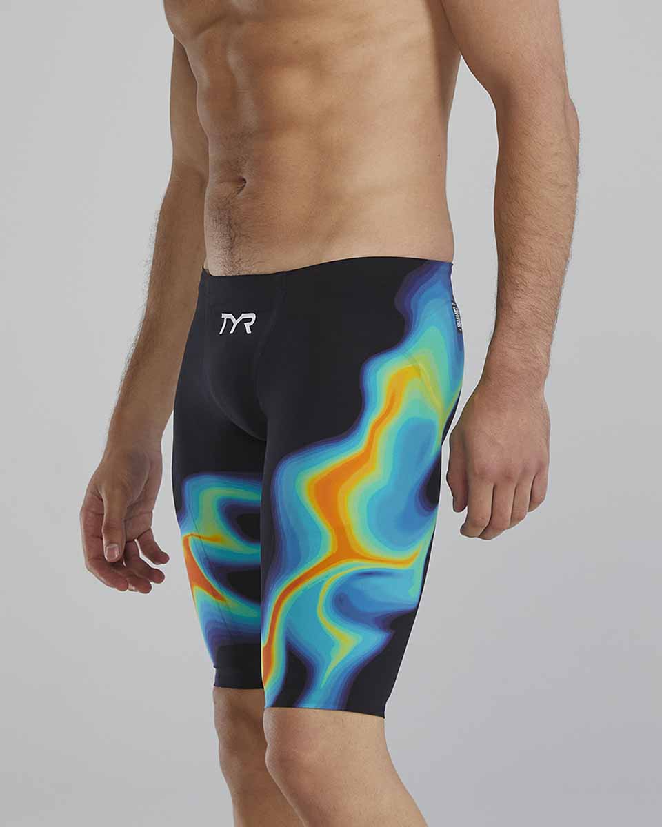 TYR Mens Venzo Infrared Low Waisted Jammer - Org/Grn - Allens Swimwear