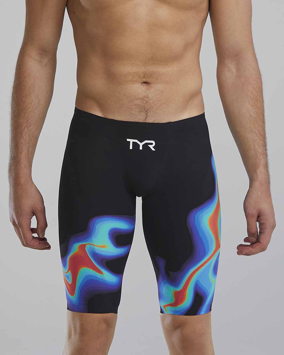 TYR Mens Venzo Infrared Low Waisted Jammer - Red/Turq/Blue - Allens Swimwear