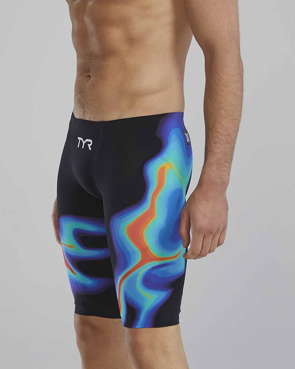 TYR Mens Venzo Infrared Low Waisted Jammer - Red/Turq/Blue - Allens Swimwear