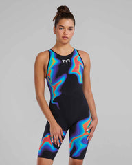 TYR Womens Venzo Infrared Openback Kneeskin - Red/Turq/Blue - Allens Swimwear