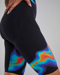 TYR Womens Venzo Infrared Openback Kneeskin - Red/Turq/Blue - Allens Swimwear