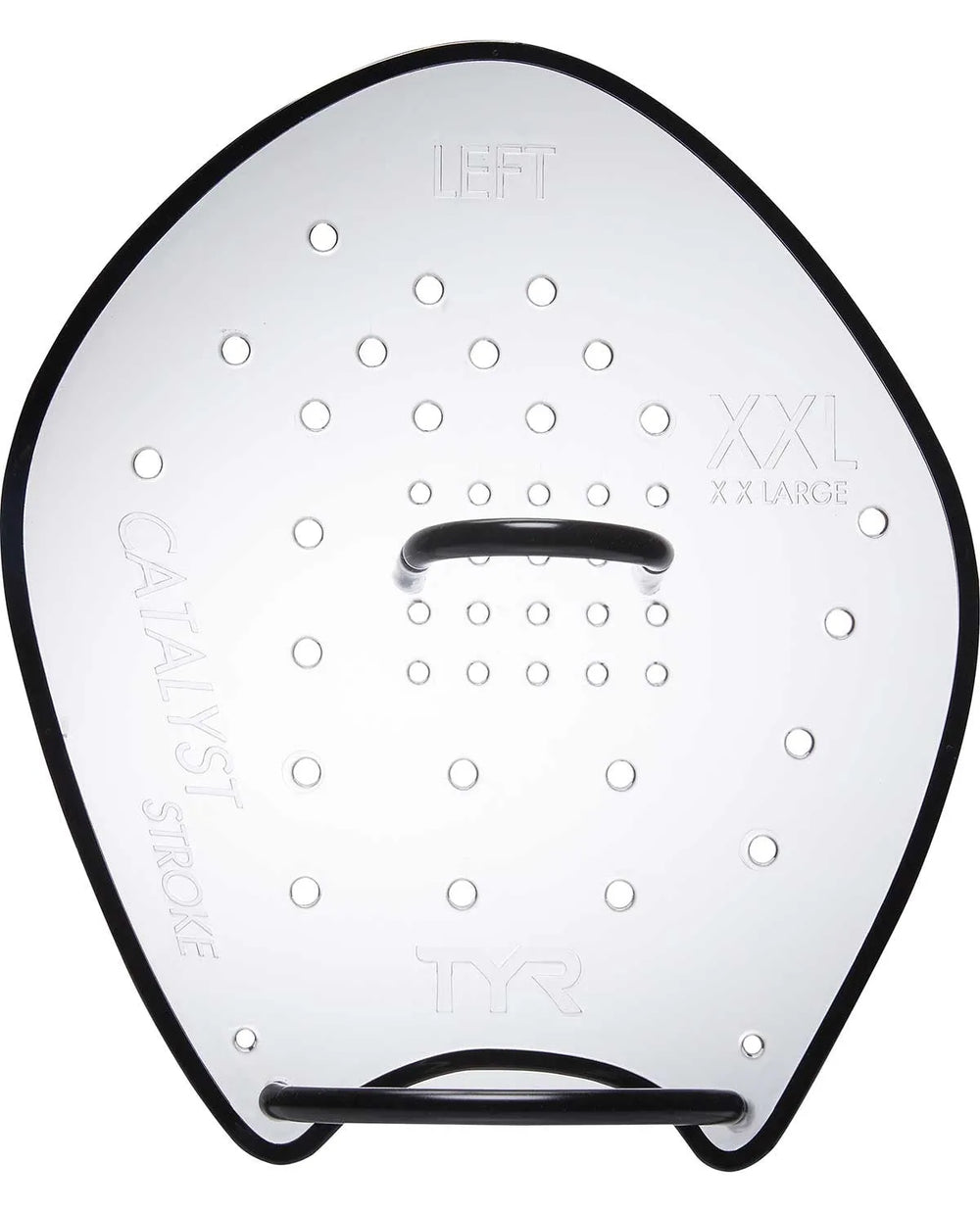 Clear TYR Catalyst Stroke Training Paddle for swimming, featuring ergonomic design and durable construction for improved stroke technique.