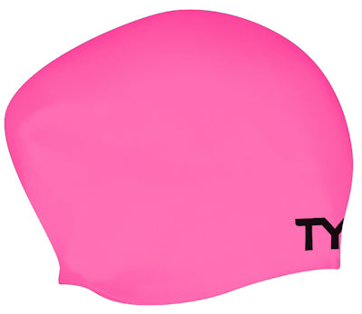 TYR Long Hair Wrinkle Free Silicone Swimming Cap - Pink | Allens Of Kingsbury