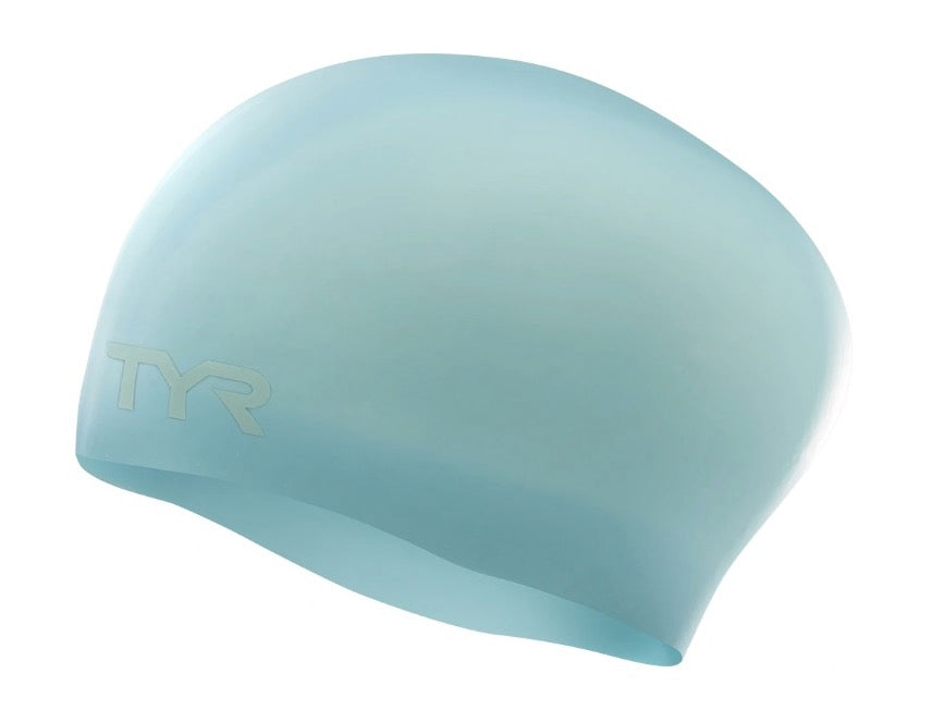 TYR Long Hair Wrinkle Free Silicone Swimming Cap - Sky Blue | Allens Of Kingsbury