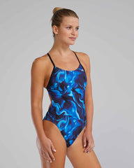 TYR Womens Waveform Cutoutfit Swimsuit - Blue | Allens Of Kingsbury