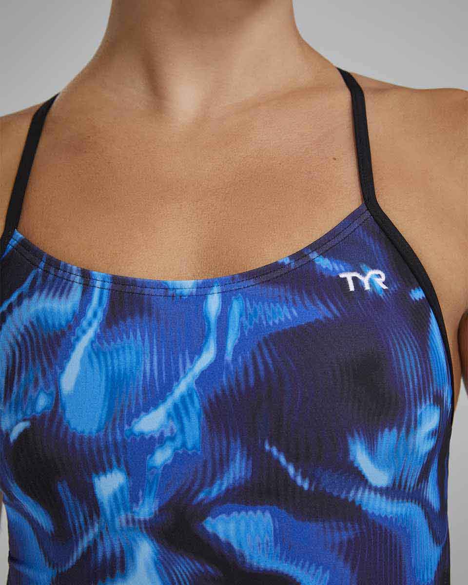 TYR Womens Waveform Cutoutfit Swimsuit - Blue | Allens Of Kingsbury