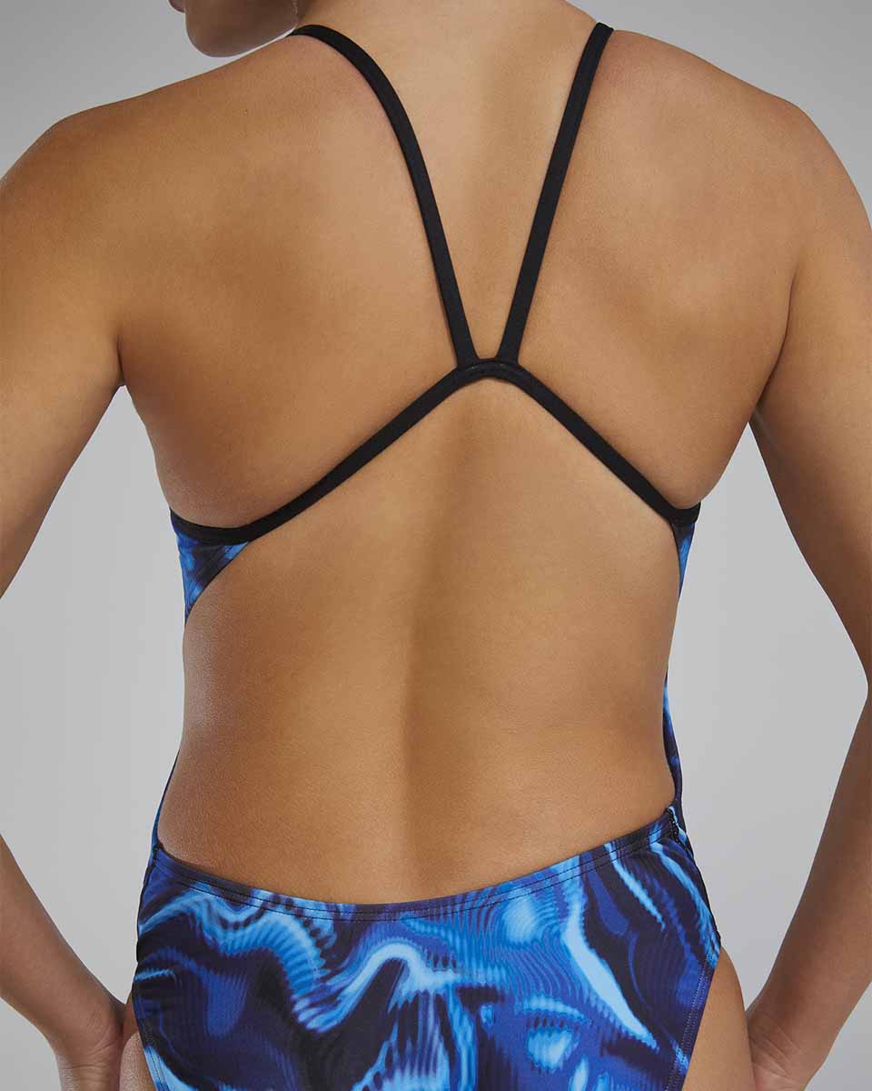 TYR Womens Waveform Cutoutfit Swimsuit - Blue | Allens Of Kingsbury