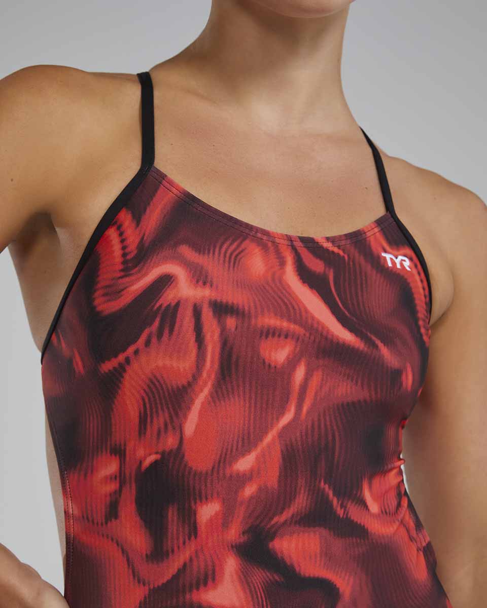 TYR Womens Waveform Cutoutfit Swimsuit - Red | Allens Of Kingsbury