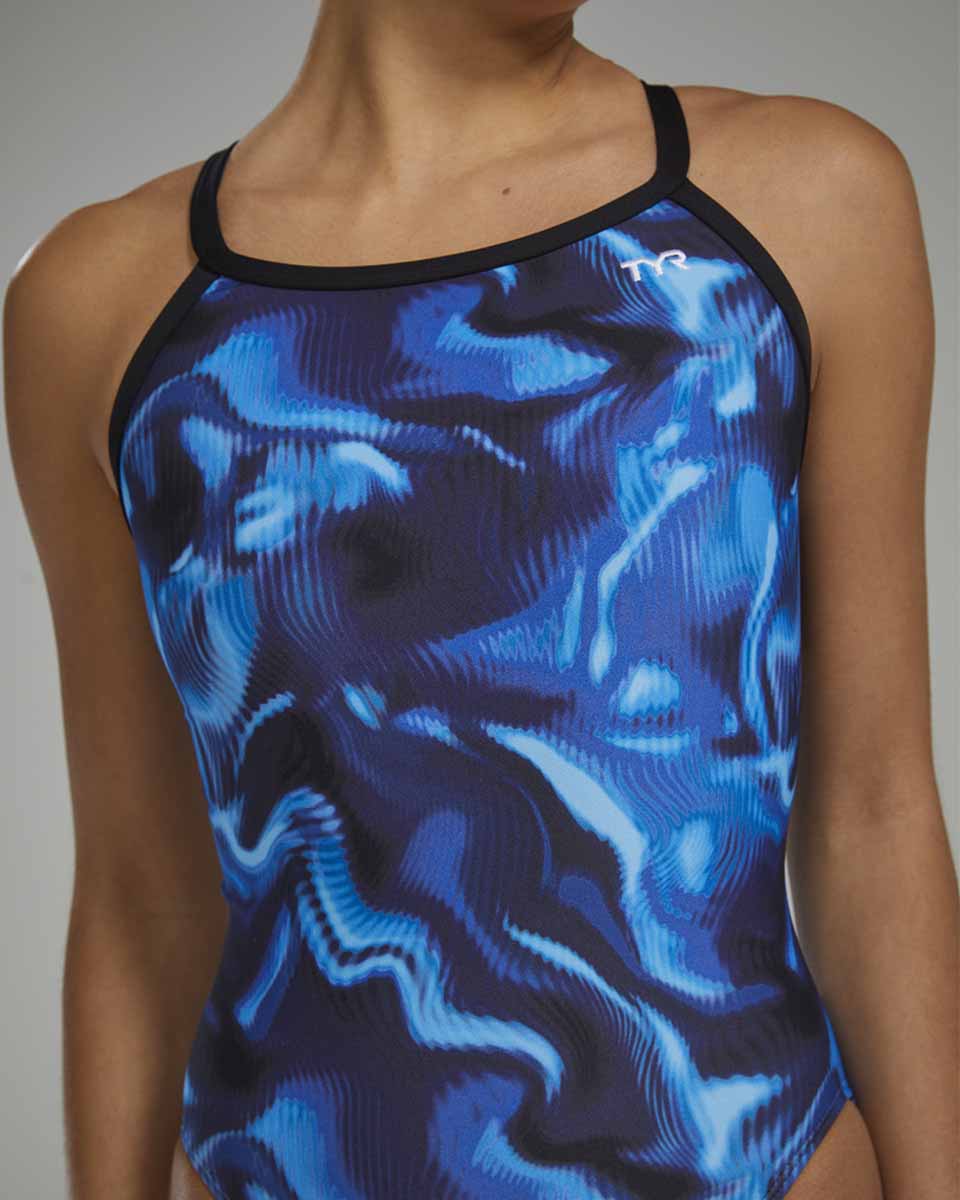 TYR Womens Waveform Diamondfit Swimsuit - Blue | Allens Of Kingsbury