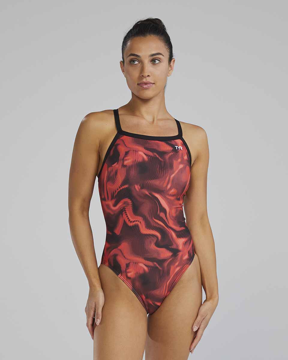 TYR Womens Waveform Diamondfit Swimsuit - Red | Allens Of Kingsbury