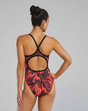 TYR Womens Waveform Diamondfit Swimsuit - Red | Allens Of Kingsbury