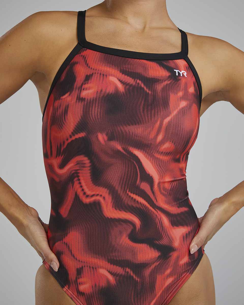 TYR Womens Waveform Diamondfit Swimsuit - Red | Allens Of Kingsbury